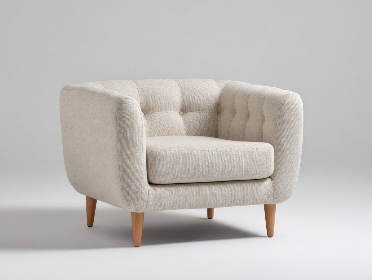 Sillón tapizado 90x85x82 cm - beige-marrón - respaldo acolchado envolvente - diseño moderno
