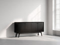 Mueble recibidor de madera 140x40x75 cm - Marrón oscuro - 4 puertas y diseño moderno