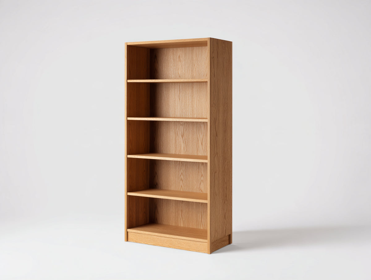Librería de madera 75 x 30 x 180 cm - roble natural - diseño vertical con 5 niveles abiertos