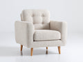 Sillón de tejido bouclé 86 x 80 x 84 cm - beige - respaldo capitoné y patas de madera