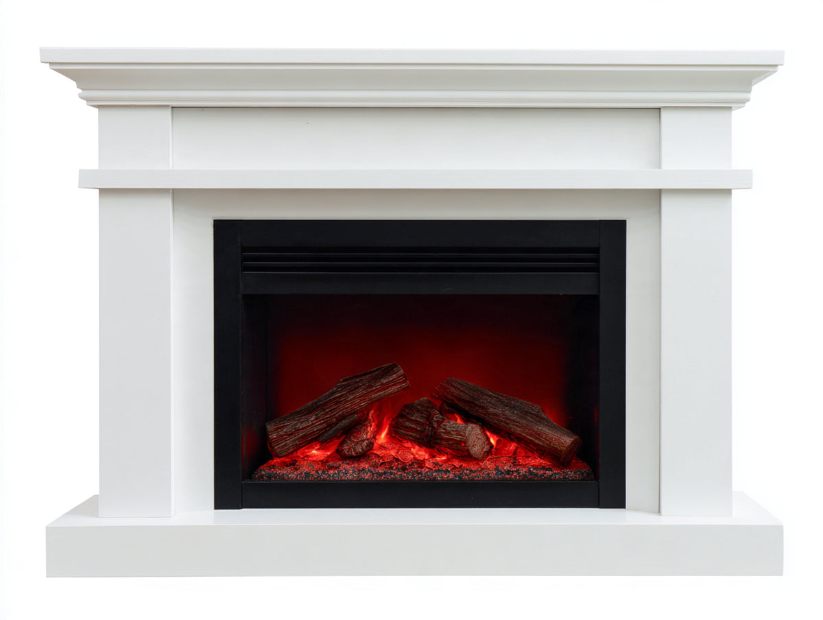 Chimenea eléctrica 130 x 35 x 105 cm - blanco - marco clásico de líneas rectas