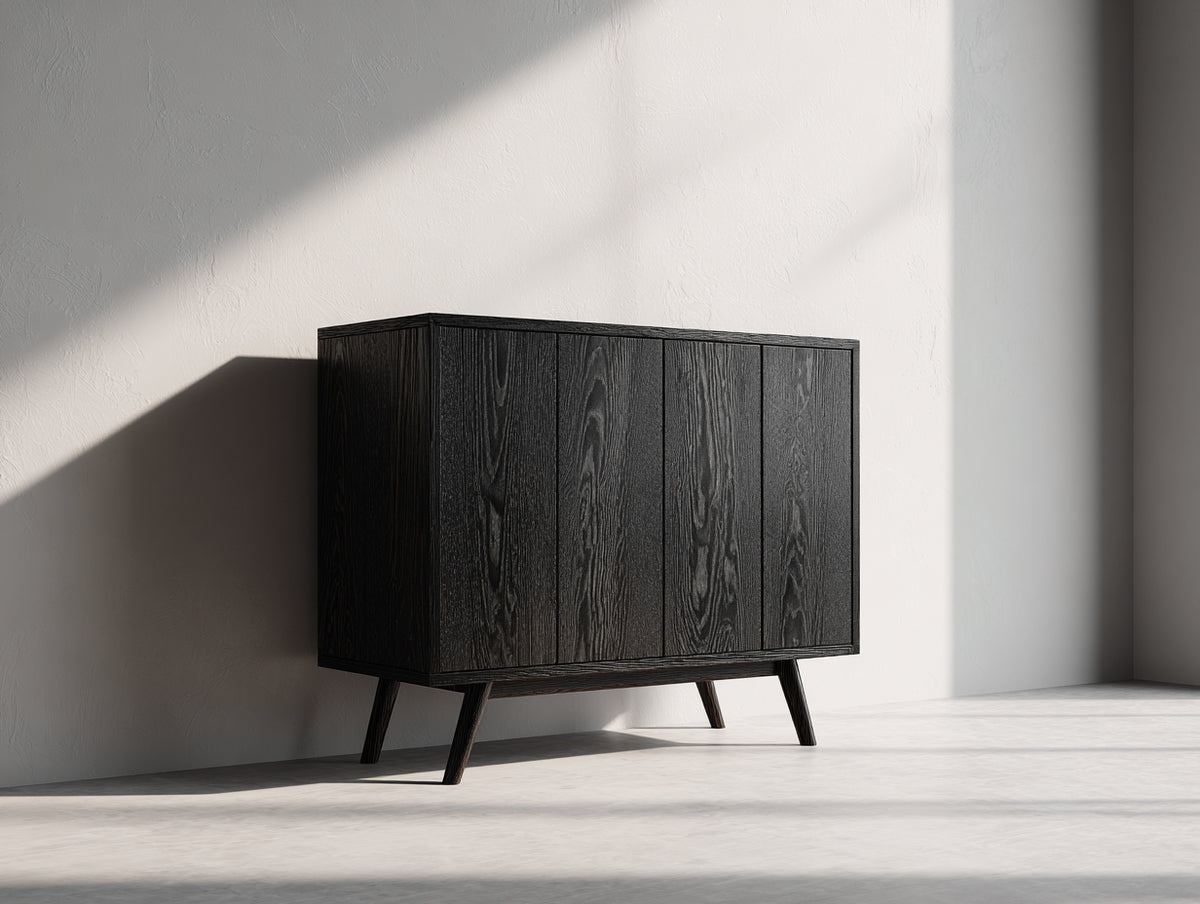 Mueble recibidor de madera 120 x 40 x 82 cm - negro - diseño moderno con 4 puertas