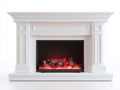 Chimenea eléctrica 140x35x105 cm - blanco-negro - efecto de leños y brasas - marco decorativo clásico