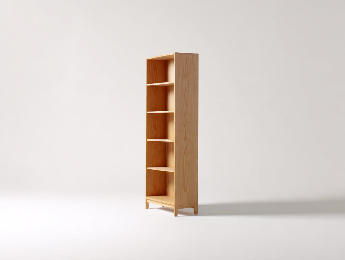 Librería de madera 45 x 30 x 180 cm - madera natural - diseño estrecho con 5 niveles abiertos