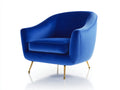 Sillón de terciopelo 88 x 80 x 82 cm - azul - diseño envolvente con patas doradas