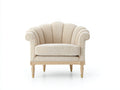 Sillón tapizado 90x85x92 cm - beige-marrón - respaldo envolvente acanalado - diseño clásico elegante