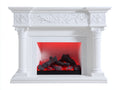 Chimenea eléctrica 130x35x105 cm - blanco-negro - efecto de leños y brasas - marco clásico con relieves decorativos