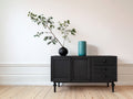 Mueble recibidor 120 x 40 x 75 cm - negro - 2 puertas y 3 cajones con diseño moderno