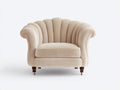 Sillón tapizado 105x90x90 cm - beige-marrón - respaldo envolvente acanalado - diseño clásico