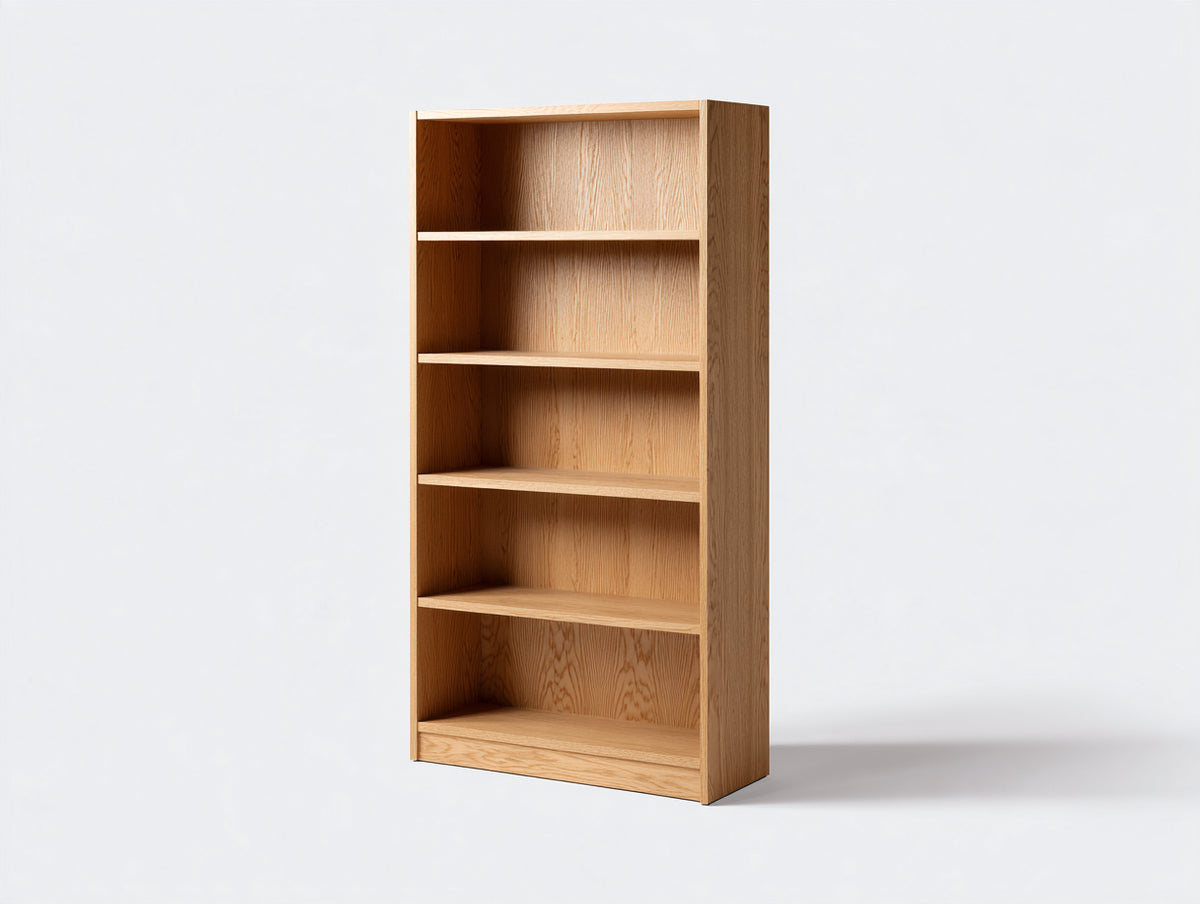 Librería de madera 80x30x180 cm - Roble natural - 5 compartimentos abiertos y diseño moderno